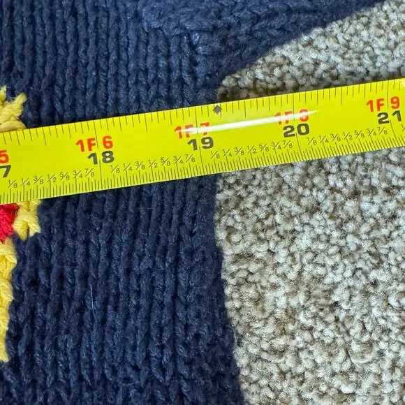 VTG The Eagle's Eye Hand Knit Cardigan Sweater Small Oversized Texas Longhorn - Picture 16 of 16